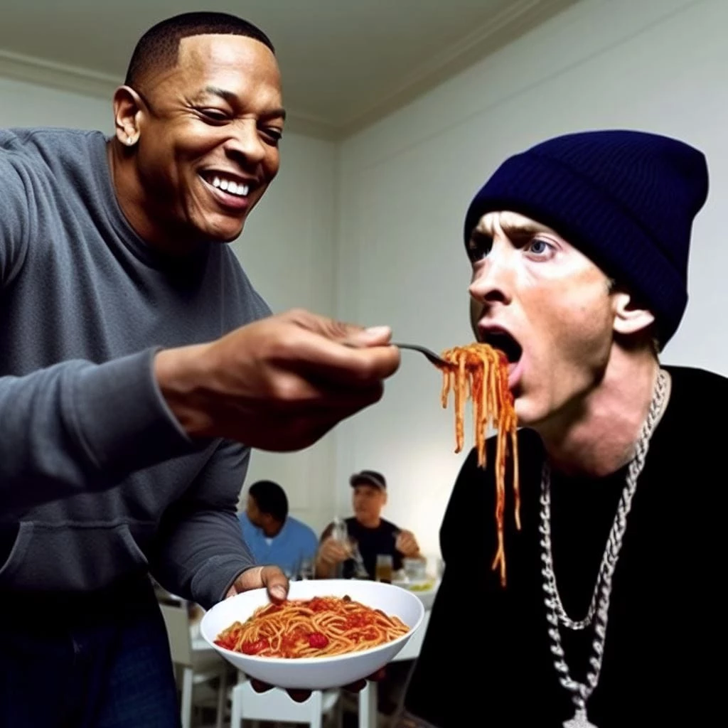 Dr Dre Feeding Eminem Spaghetti