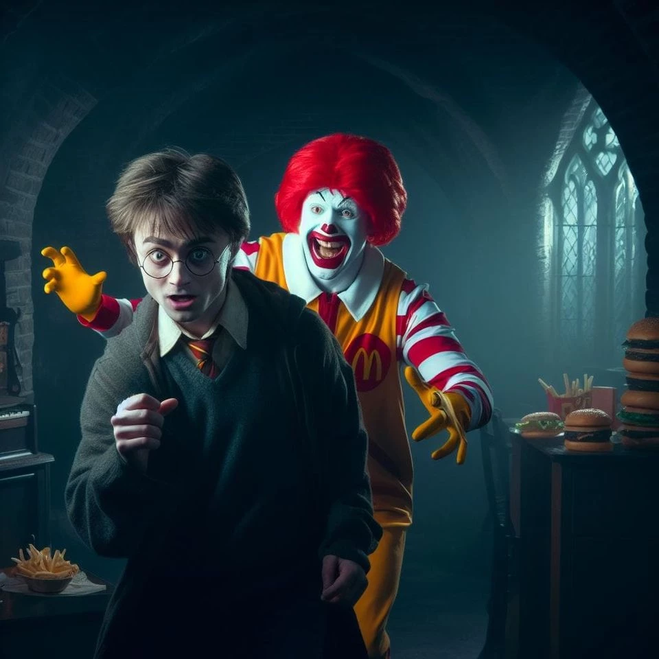 Potter Being Chased By Ronald Mcdonald