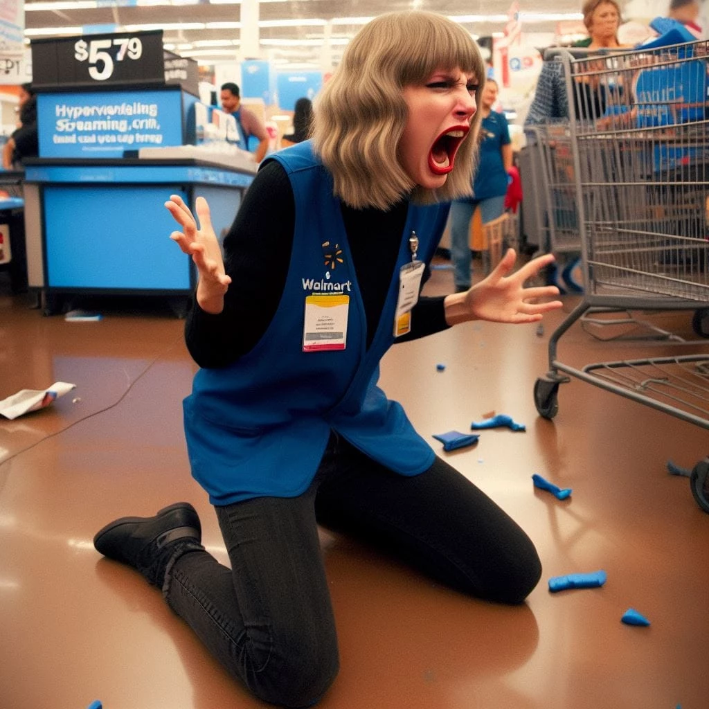 Taylor As A Walmart Clerk During Black Friday