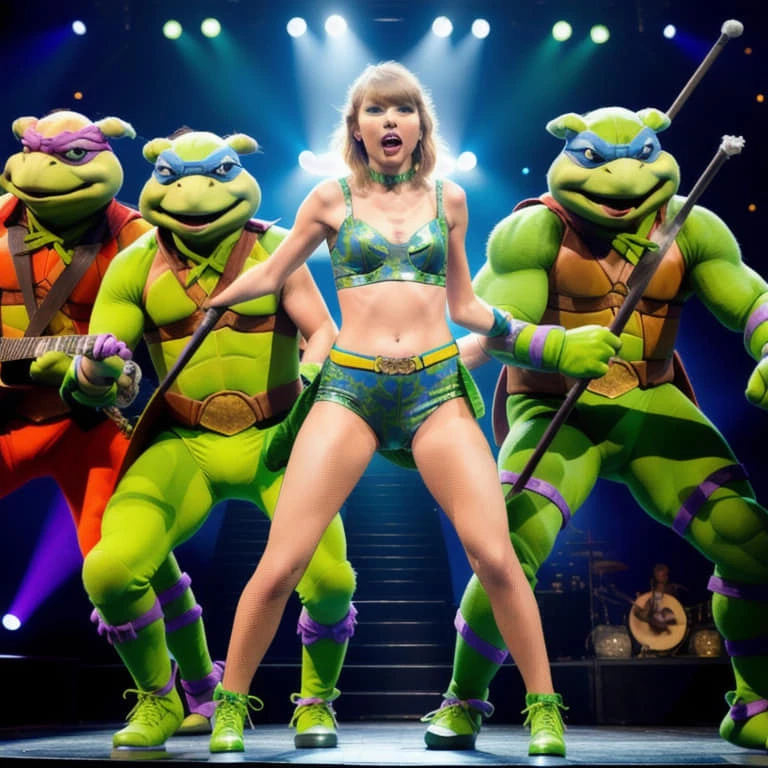 Taylor Performing With Ninja Turtles