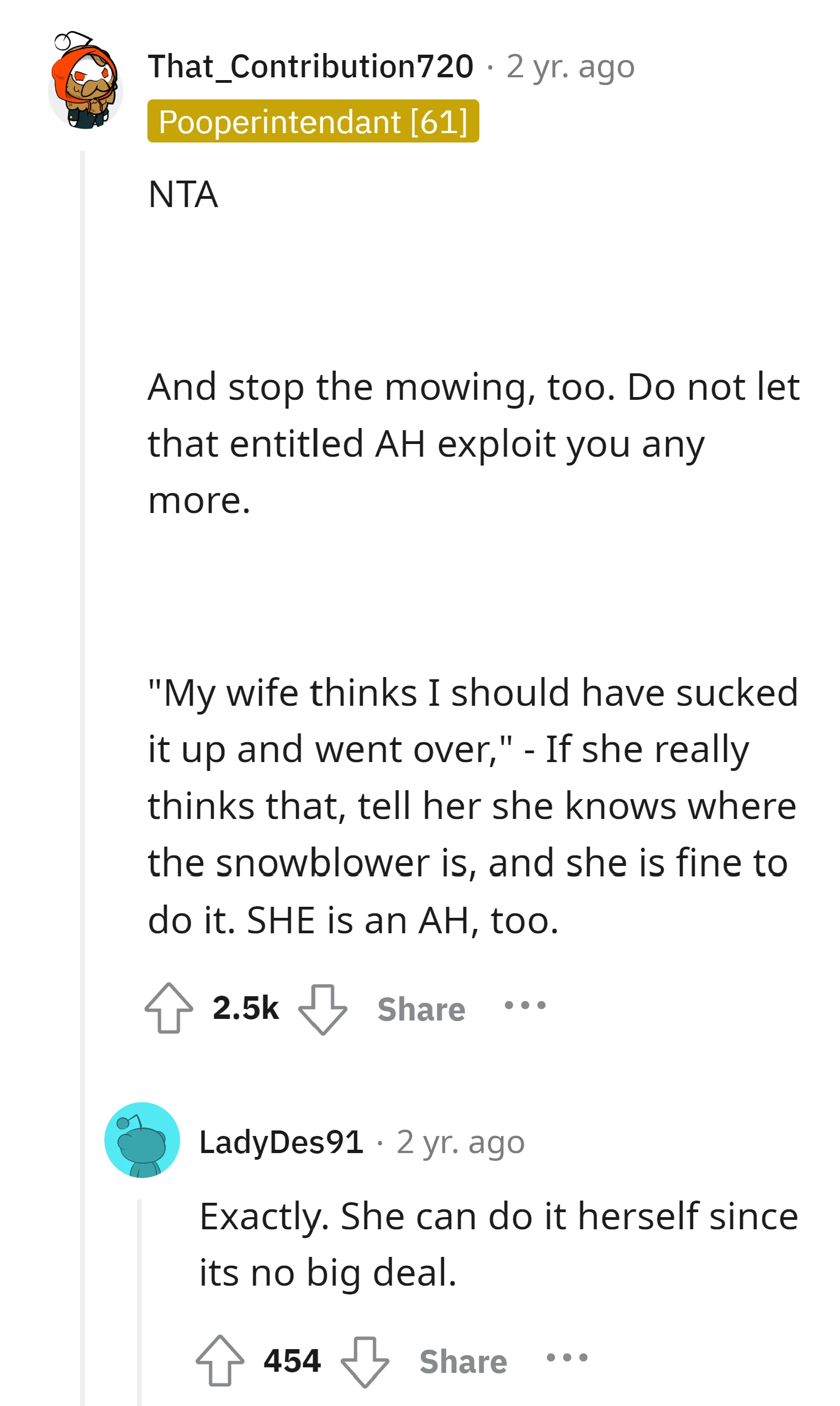 Yeah, OP's wife is an A-hole