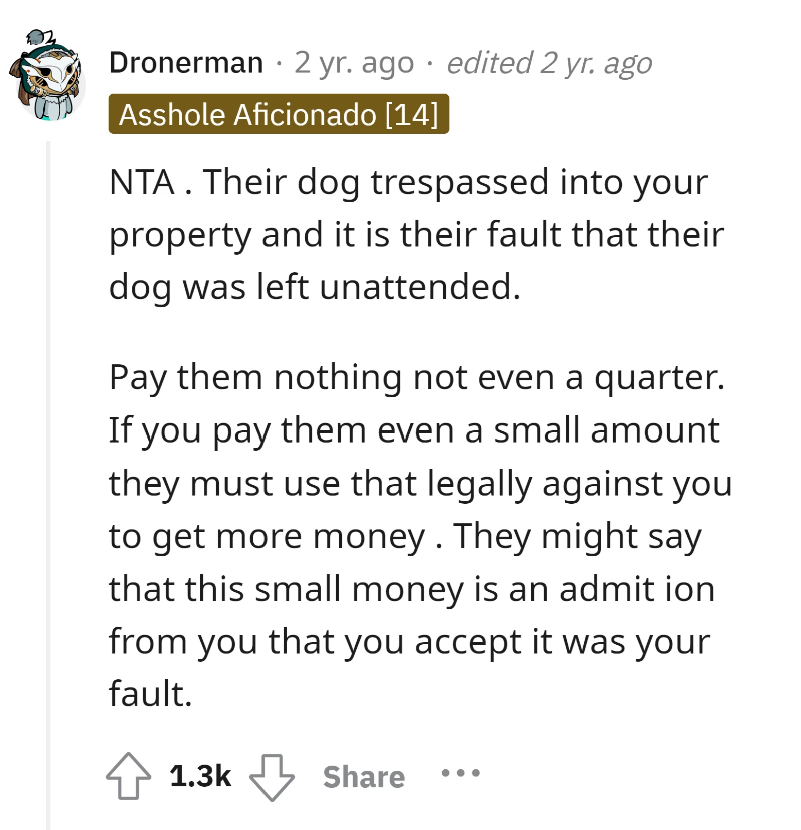 Another reminder why OP should not pay a dime