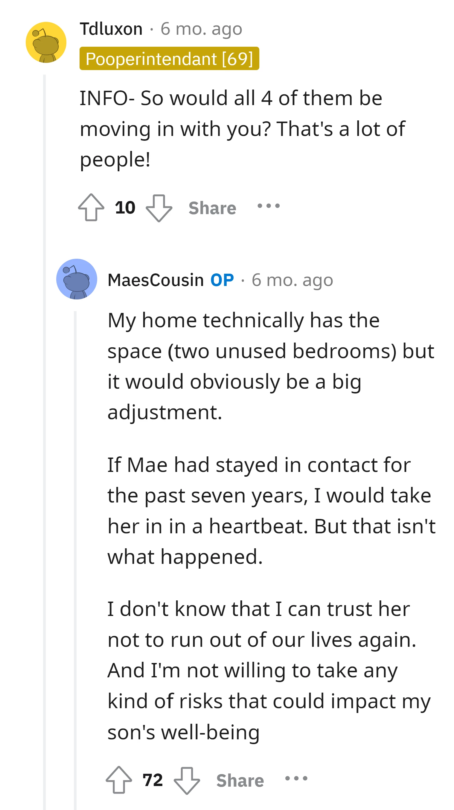 OP Would Take Her In Right Away If Mae Did The Right Thing