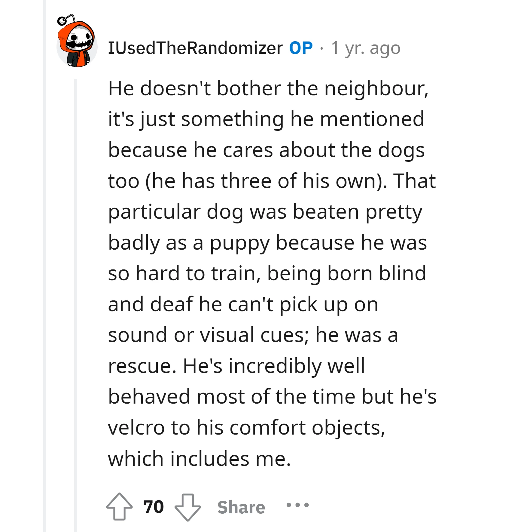 Now we know why OP cares so much for his pets