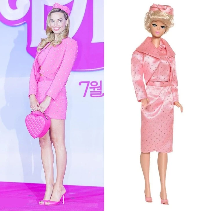 Margot Robbie as a “Sparkling Pink” Barbie from 1964