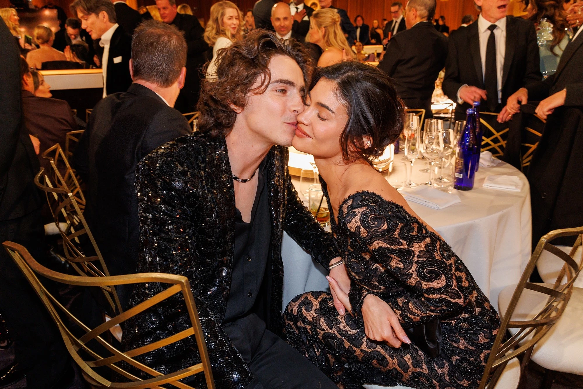 Timothee Chalamet and Kylie Jenner at the 2024 Golden Globes Award