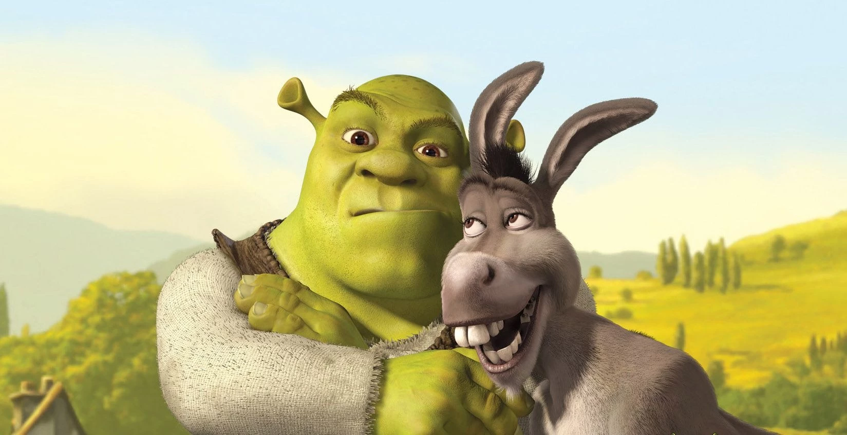 Two iconic cartoon duos: Shrek And Donkey