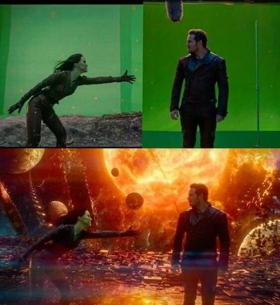 Gamora and Star-Lord before effects