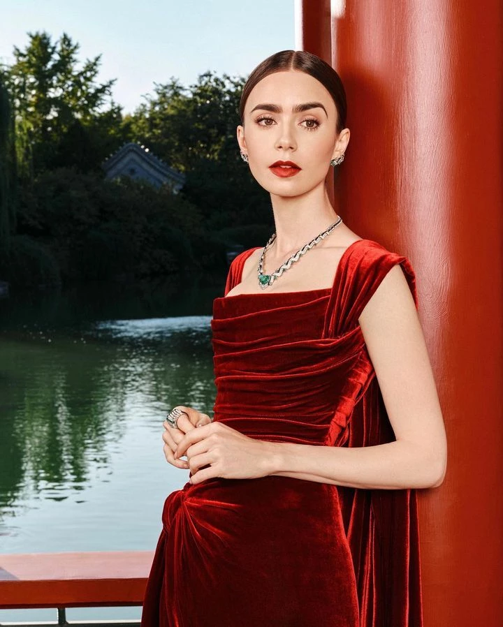 Elegant Beauty: Luxurious Red Velvet Dress