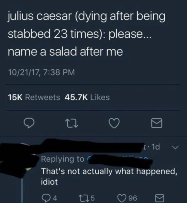 people who missed the joke did not miss Ceasar