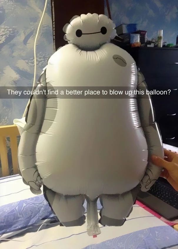 To Make Baymax Float, You Have To Blow Him. Literally