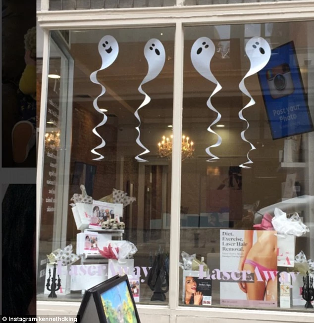 A Store Decide To Hang Up Some Ghosts For The Festivities, But They End Up Looking Like Something Else…