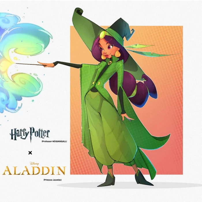 Jasmine (Aladdin) Trying On Professor McGonagall’s Wizard Uniform