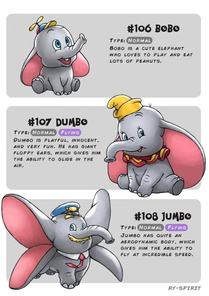 Besides The Double Ears, I Love How Dumbo (Dumbo) Has His Little Mustache In His Final Form