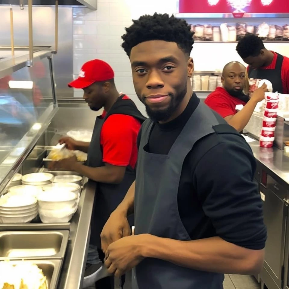 The Late Chadwick Boseman (Black Panther) Works At A Local Eatery