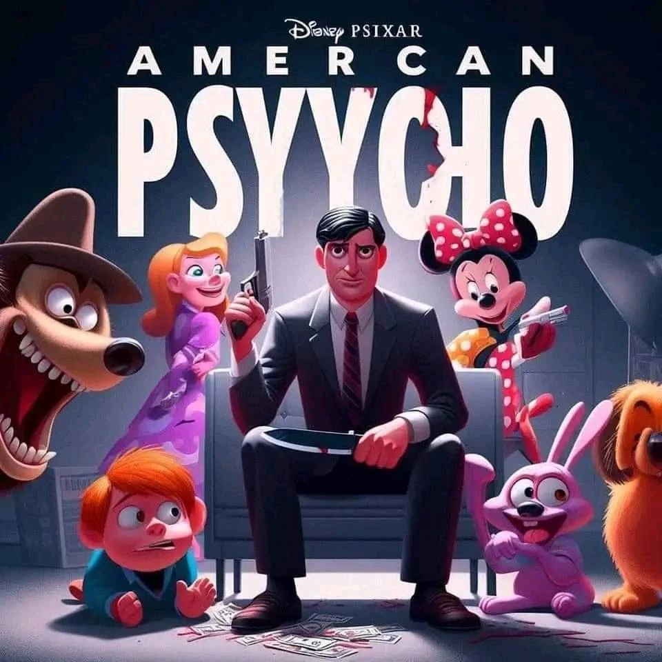 American Psycho (2000): Patrick Bateman, Surrounded With His Disney Accomplices