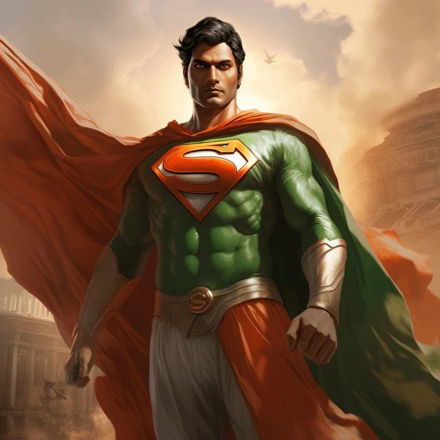 The Indian Version Of Superman Has His Color Scheme Changed To Orange, White And Green, Which Is The Color of The National Indian Flag