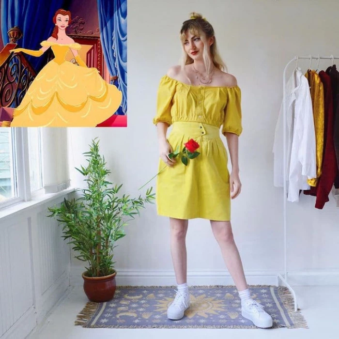 One Of The Twins Turns Herself Into Belle, With An Equally Extravagant Yellow Dress