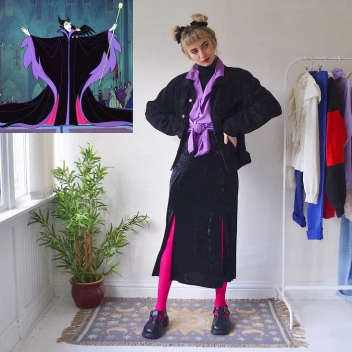 With A Black Dress And A Purple Scarf, One Can Turn Themselves Into The Malevolent Maleficent