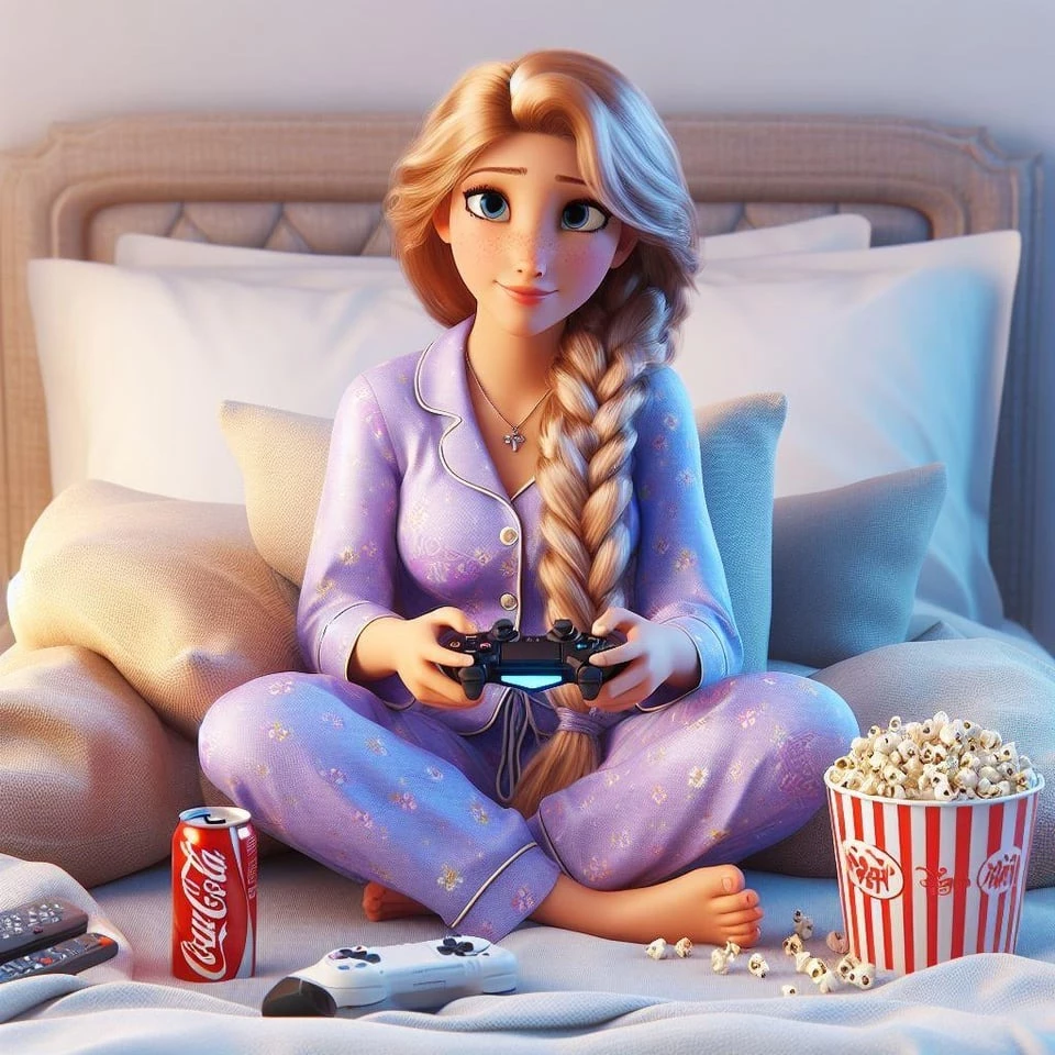 Rapunzel Is Ready For A Gaming Marathon With Her Friends
