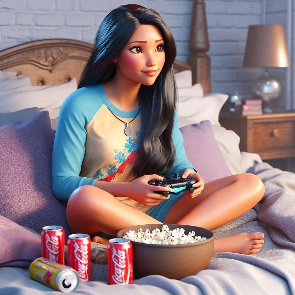 I Know Those Eyes. Pocahontas Is In Her Serious Gaming Mode