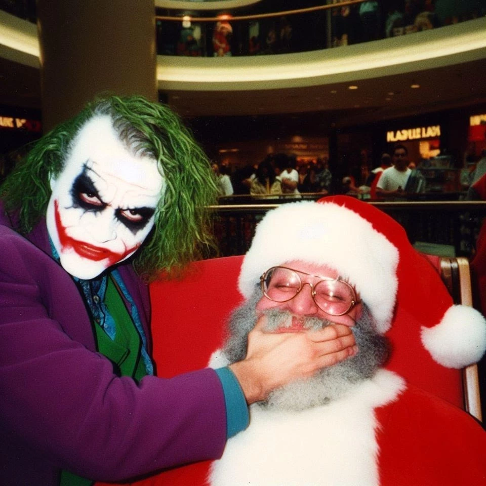 The Joker Is Clearly Having Fun With Santa. Look At How Happy They Are!