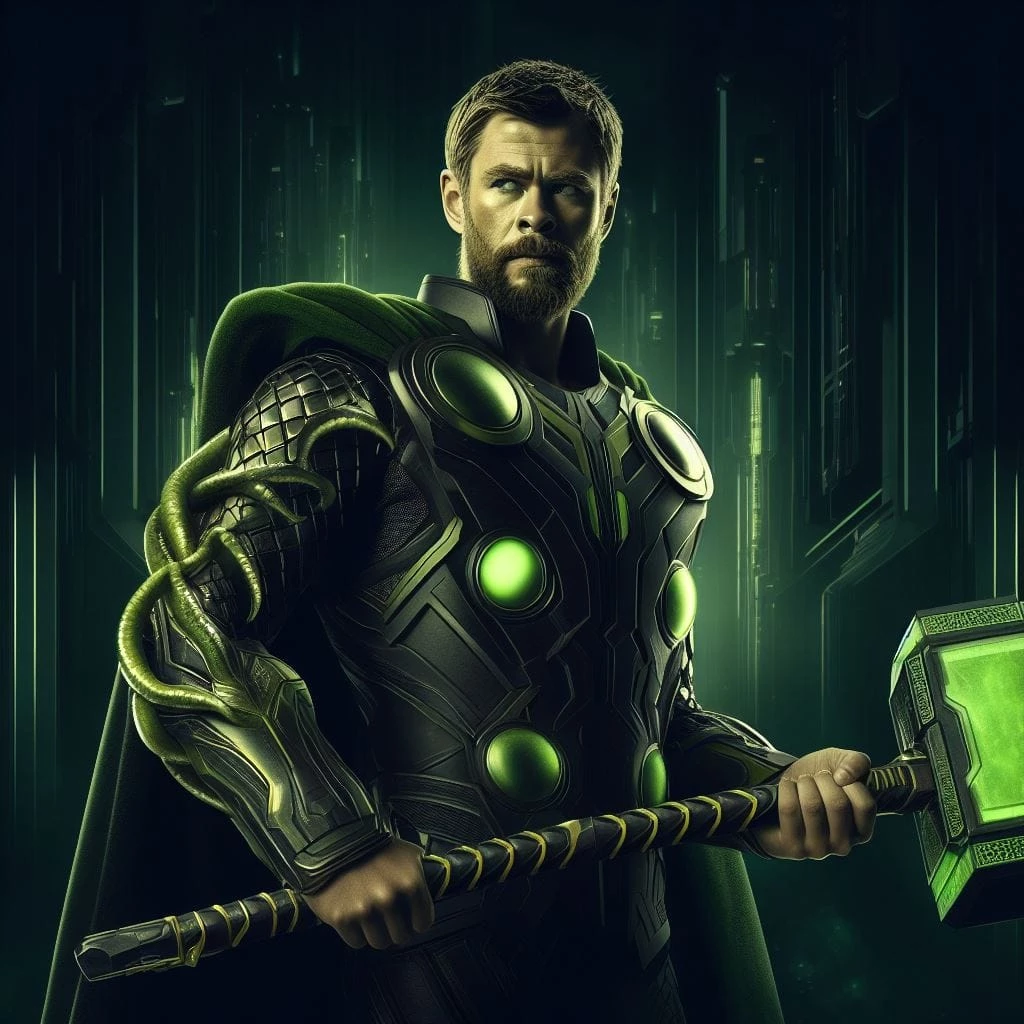 After Joining HYDRA, Thor Has A LOnger Hammer And A Green Cape