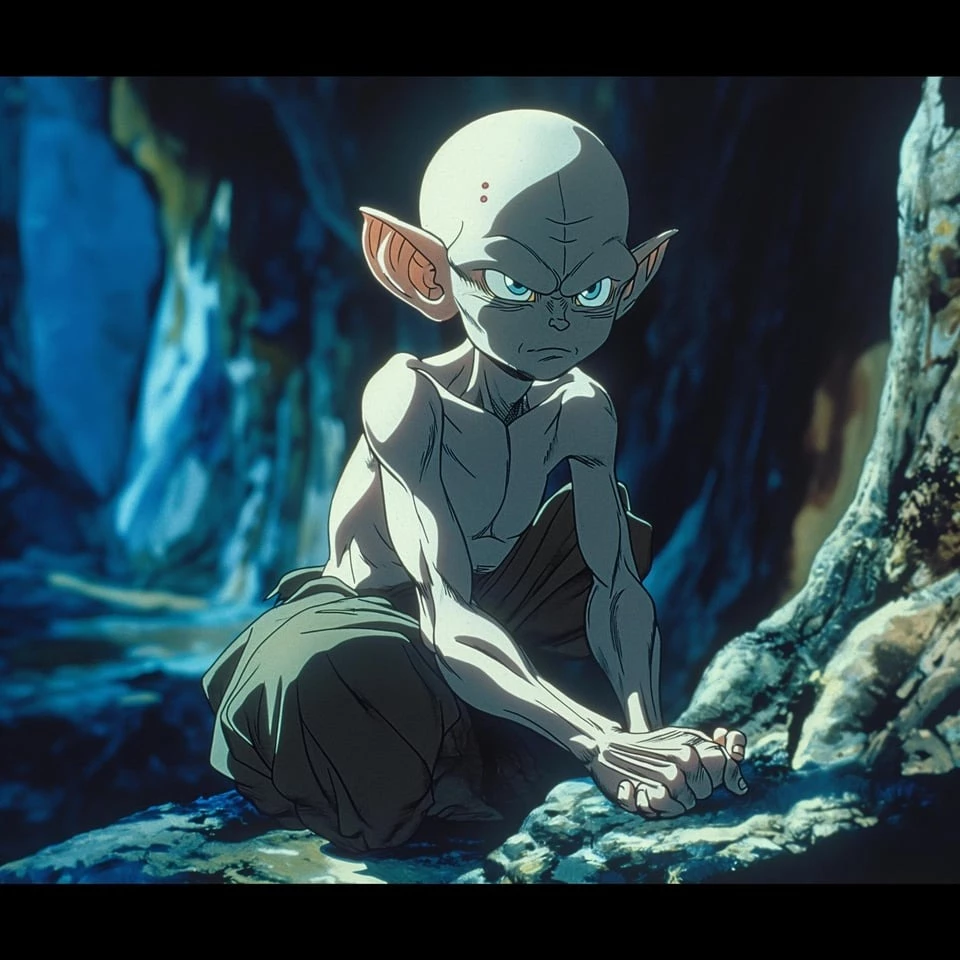 The Haunting Gollum Looks Much Cuter In Anime Version, Though Still Retains His Vicious Gaze