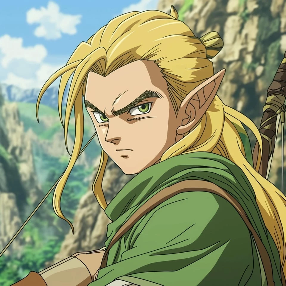 The Master Archer, Legolas, Is Beautifully Demonstrated In The Dragon Ball Art Style