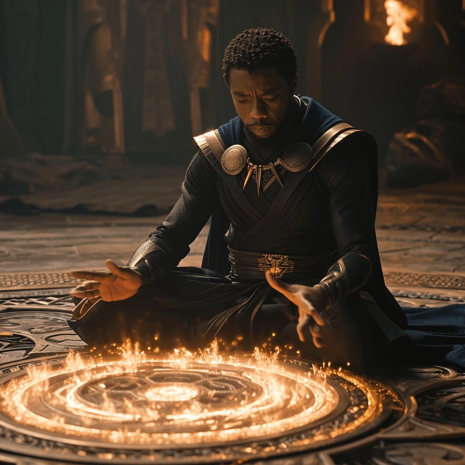 The King Of Wakanda, Black Panther, Is Practicing How To Imbue Magic Into His Vibranium Suit