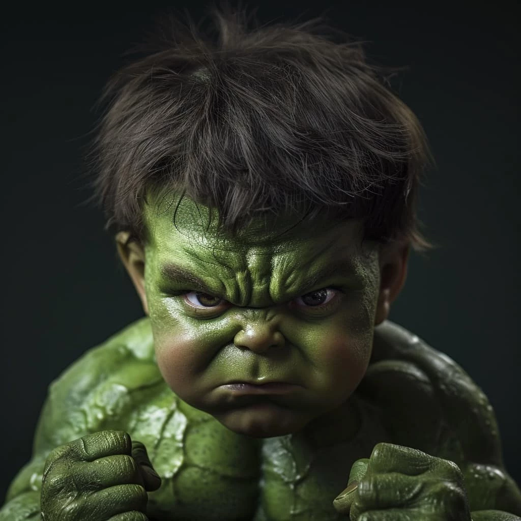 I Love How Baby Hulk Is Still Green-Skinned And Extremely Angry