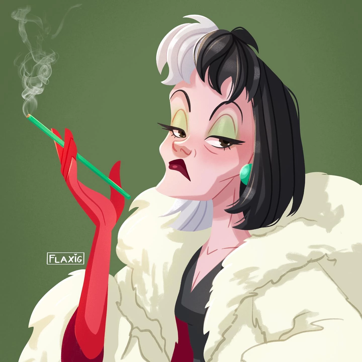 Animated Version Of Cruella With Her Favorite Cane